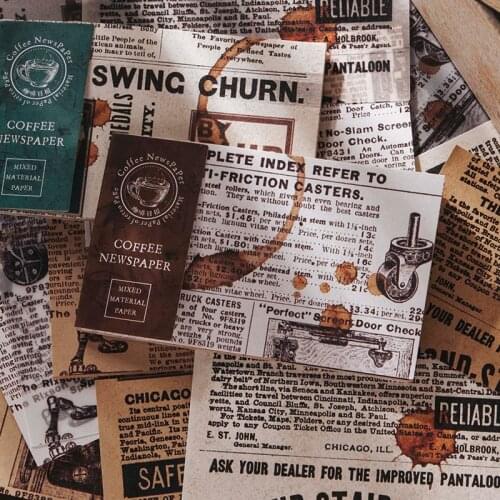 30Pcs/lot Coffee Series Old Newspaper Mix Material Paper Junk Journal Planner Scrapbooking Vintage Decorative DIY Craft Paper