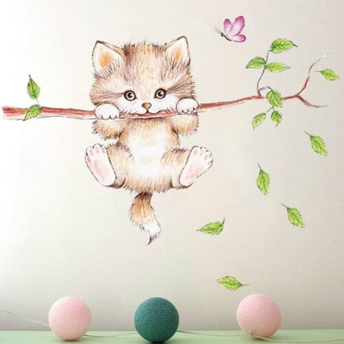 3d vivid cat dog branch switch wall decals for kids rooms parlor home decoration animals wall stickers diy mural art
