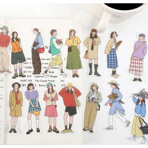 40 PCS Washi Paper Cute Cartoon Super Star Boys Girls Decorative Stickers for Scrapbooking DIY Art Crafts Journaling Supplies