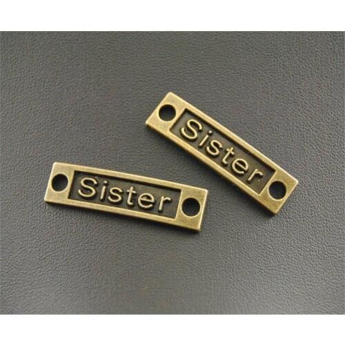 5 Pcs Bronze Letter "Sister" Connector Link Charms Bracelet Necklace Jewelry Making Handmade DIY A1037