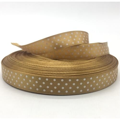 5yards/lot 5/8"(15mm) Polka Dots Satin Ribbon Printed Polyester Ribbon DIY Christmas Wedding Decoration Brown