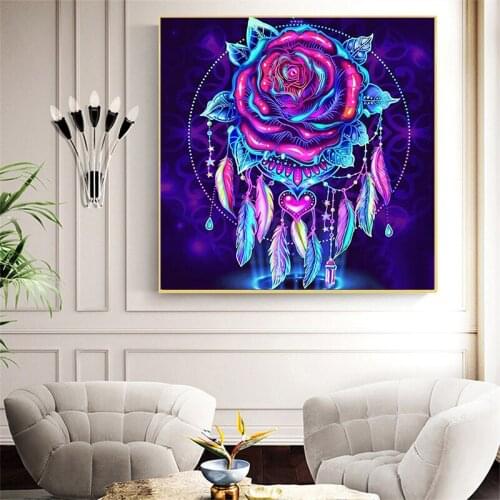 New hot 5D DIY Diamond Painting Rose Needlework Diamond Embroidery Flower Diamond Mosaic Full Diamond Crafts Home Decoration