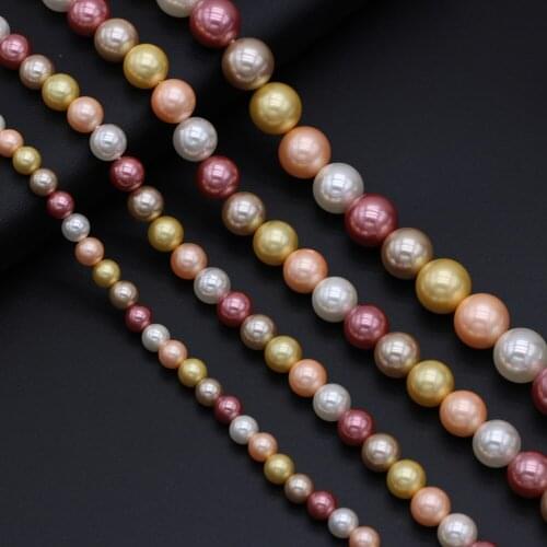 Top Quality Pink Golden Imitation Pearl Beads Loose hole Bead for Jewelry Making Diy Reiki Heal Bracelet Earrings Accessories