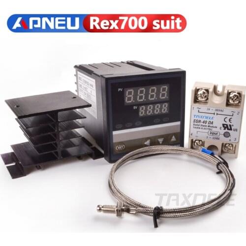 Digital PID REX-C700 Temperature Controller + SSR Relay 40A + K Thermocouple + Heat Sink ,PID Controller Thermostat SSR Output