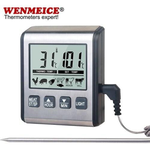 Digital Meat Thermometer for Smoker Grilling Oven with Smart Kitchen Timer Mode and Backlight TP710