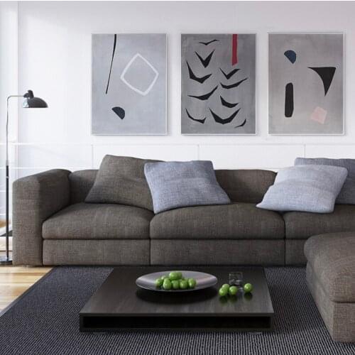 Home Decor Art Canvas Painting hand-painted Oil Painting Art Of Morandi Color Hand Painting Abstract Model Room Triple