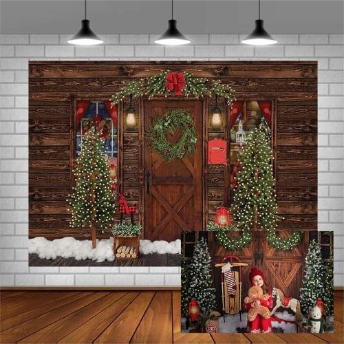 Avezano Photography Backgrounds Merry Christmas Parasitic Wreath Wooden House Backdrops Photo Studio Photocall Photozone Decor