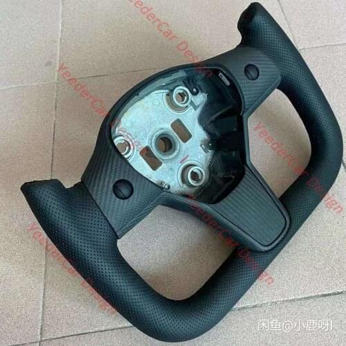 Cuatomized F1 Racing Carbon Fiber Steering Wheel Alcantara for Tesla Model 3 2017 2018 2019 2020 2021 Model Y Plaid Yoke