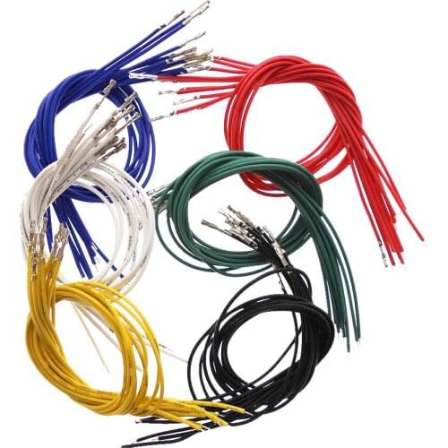 10pcs/lot 25CM 2.54 DuPont Cable 1 Pin Single head White/Black/Red/Yellow/Blue/Green 1P