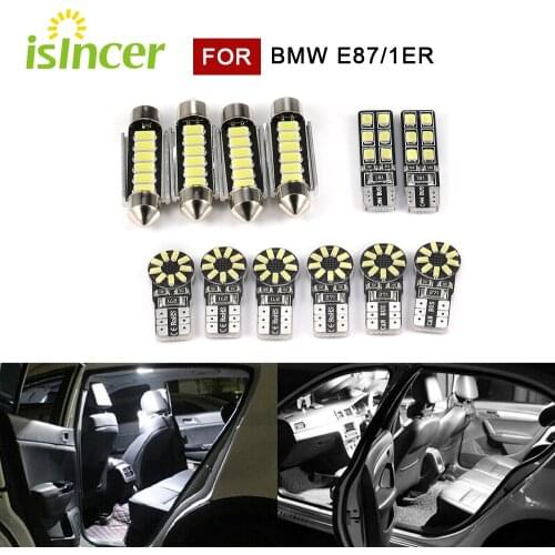 12pcs Car LED Interior Light Dome map Lamp Kit License Plate Light Bulbs For BMW E87 1er 2003-2012 led lamps
