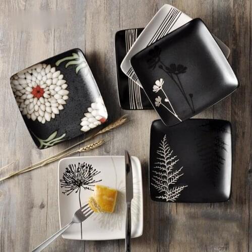 Creative Japanese ceramic plate family dish art inventory heart plate beautiful square personality tableware plate