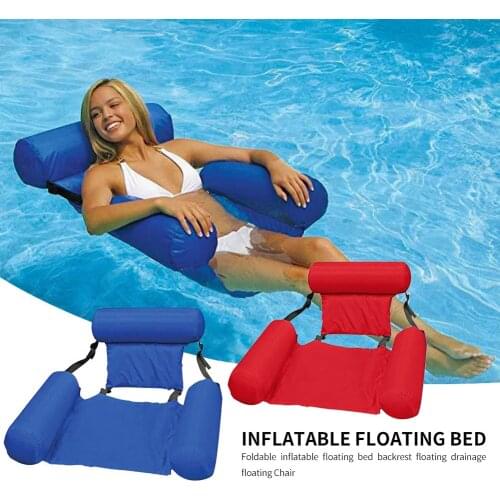 PVC Summer Inflatable Foldable Floating Row Beach Swimming Pool Hammock Air Mattresses Bed Beach Water Sports Lounger Chair