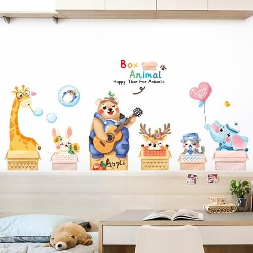 Cartoon Animal Buddies Wall Sticker for Kids Room Home Decoration Mural Bedroom Nursery Background Decals Removable Wallpaper