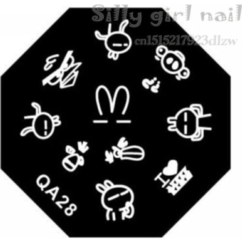 The new transmission nail applique nail art stamping foil sticker template rabbit QA 28