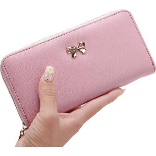 Famous Designer Lady Cards Holder Wallet 2021 Women Long Clutch Wallets Female Fashion Pu Leather Bowknot Coin Bag Phone Purses
