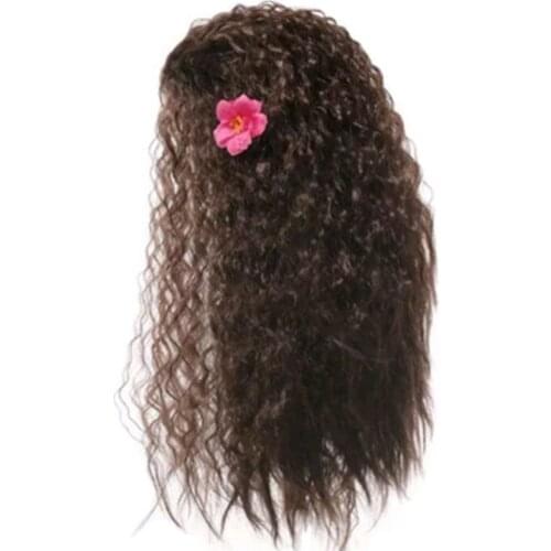 Girls Cosplay Synthetic Hair Dress up Kids Princess Party Supply Women Black Long Wig Moana Wig Halloween Cosplay Wave Wig