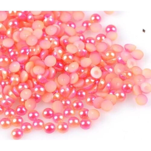 Red Yellow Round Shape Imitation Half Round Pearl Flatback Beads for Scrapbook DIY Decoration 2000pcs 4mm YKL0554-4