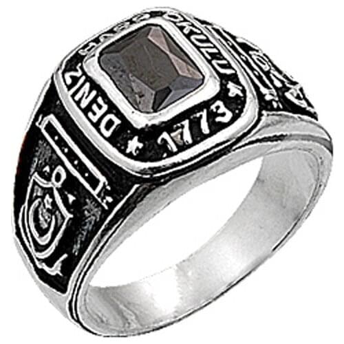 Silver 925 Sterling Naval Academy Zircon Stone Ring