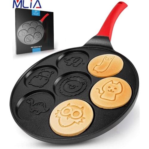 Seven-hole Breakfast Frying Pan Animal Face Design Multi-function Wheel Pancake Pan Small Egg Dumpling Non-stick Frying Mould