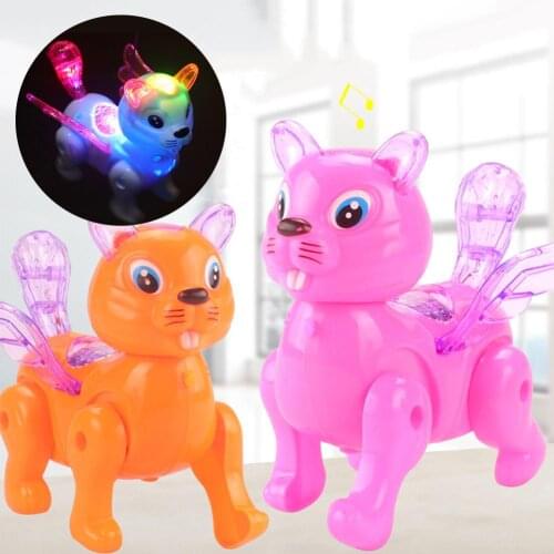Funny Dog Squirrel Animal Musical Lighting with Leash Walking Doll Kids Toy Gift carros Automobile Accessories New