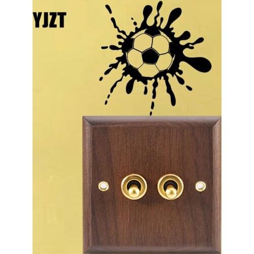 YJZT Soccer Ball Teen Room Sports Switch Wall Sticker Home Decoration Accessories Black 8SS2239
