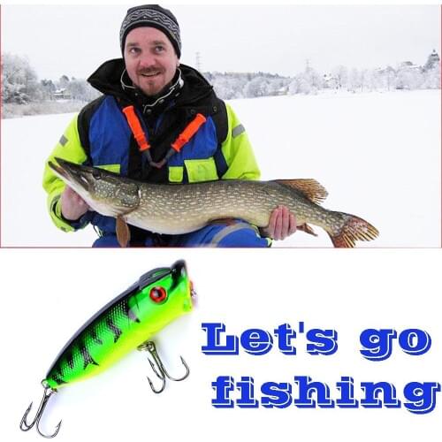 1PC 12g Popper Fishing Lures 2020 With 2 Treble Hooks Artificial Fishing Hard Bait Sahte Yemler Ice Fish 7.3cm Plastic Jerkbait
