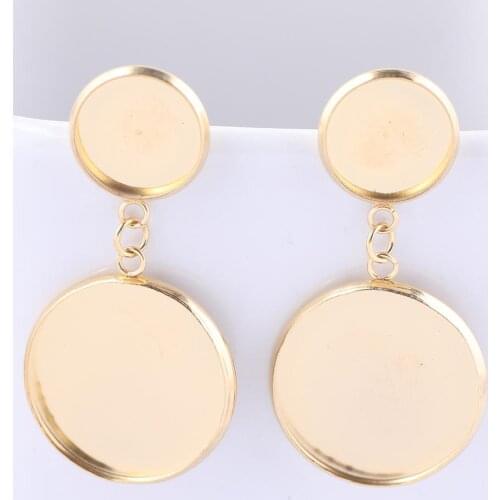 10pcs 12mm 20mm Cabochon Earring Base Setting Blanks Stainless Steel Gold Plated Earrings Studs Findings For Jewelry Making