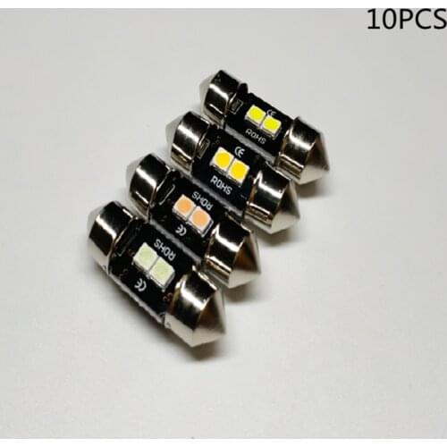 10PCS 28MM LED Festoon Lamp Ice Bulb DE3021 Car Interior Dome Map Reading Sunvisor Vanity Mirror Light White