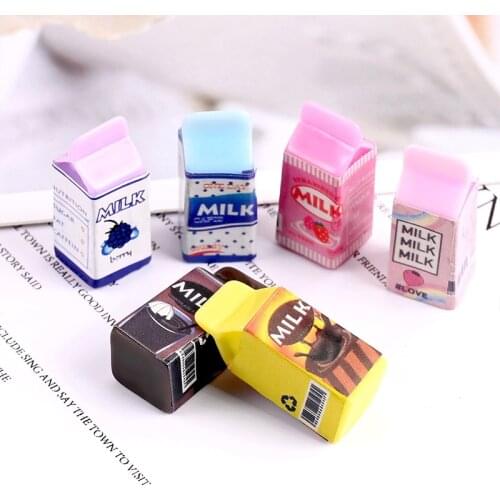 10Pcs/lot Simulation 3D Miniature Milk Bottle Resin Cabochon Kawaii Dollhouse Decoration Craft DIY Scrapbooking Accessories
