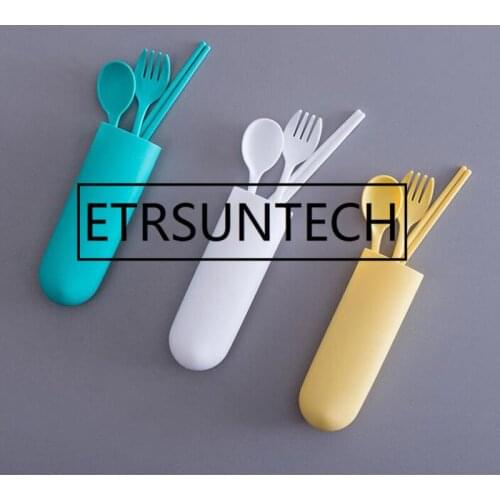 100 Sets 3Pcs/Set Portable Travel Tableware Environmentally Friendly Cutlery Set Plastic Dinnerware Sets