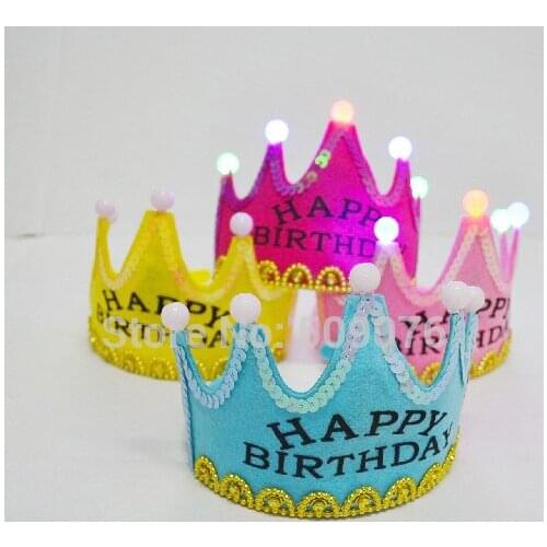 12pcs/lot LED Luminous Glow Birthday Hat Cap Flashing Hair Accessory flashing Princess Hair Hoop Headband Baby Child Crown