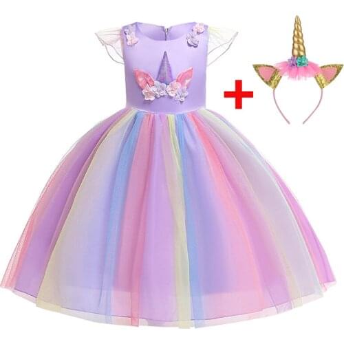 2021 Toddler Girls Summer Dress Easter Unicorn Party Dress Vestidos Kids Dresses For Girls Clothes Wedding Princess Dress 3 Year