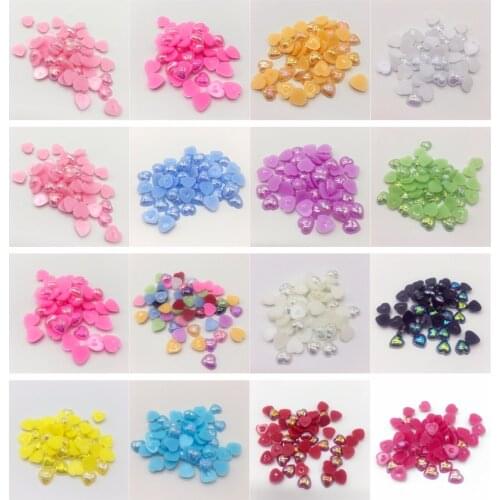 4 6 8 10mm ABS Heart Shaped Flat Back Bead Scrapbook For Jewelry Making DIY Accessories