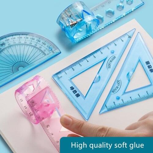 4PCS/Set Soft Ruler Multicolour Flexible Creative Stationery Rule Cute Multifunctional Ruler Stationery Set School Supply