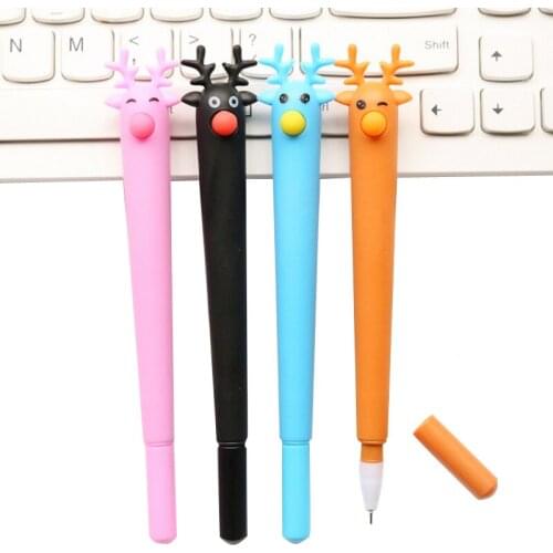 4pc/lot Kawaii Christmas Elk 0.5mm Black Gel Pen creative water pen Cute Gifts for Kids school Party supplies Party Favors