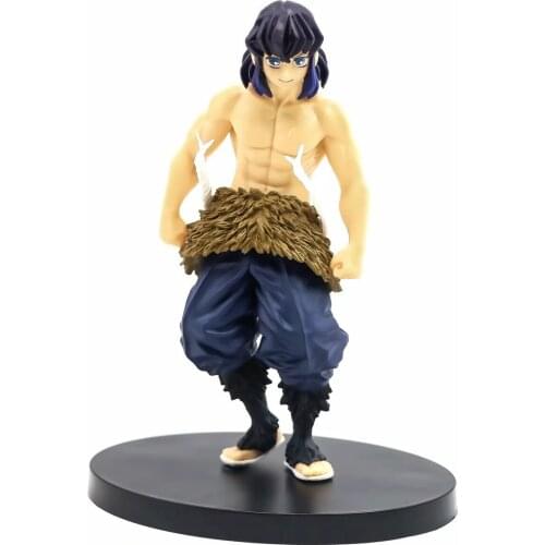 Anime Demon Slayer: Blade Hashibira Inosuke Kizuna no costume Real head standing pose Model boxed hand anime figures