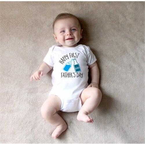Happy Fathers Day Print Bodysuit Outfits Cute Infant Baby Girl Boy Clothes Cotton Short Sleeve Bodysuit DS19