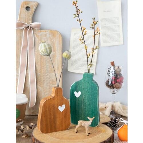 Wooden Flower Vase Retro Art Flower Bottle for Room Tabletop Ornament Living Room Flower Arrangement Nordic style Decorations