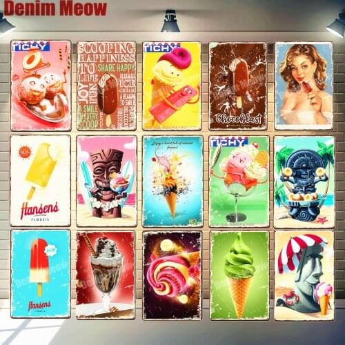 Ice Cream Plaque Chocolate Popsicle Vintage Metal Tin Sign Bar Pub Shop Decoration Cool Summer Wall Art Posters Home Decor MN135