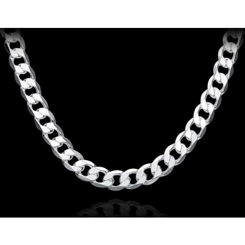 Andara Silver color N925 10mm 22 "24" 26 "Men Figaro chain necklace for men Silver color N925 jewelry large necklace N185