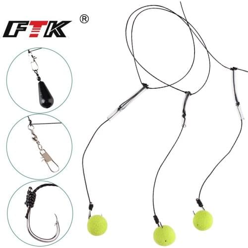 FTK 1Set Made Carp Fishing 15G/20G/25G/30G/35G/40G Fishing Group Tackle Rig For Carp Fishing Leader Line 6# hooks Leather Tube