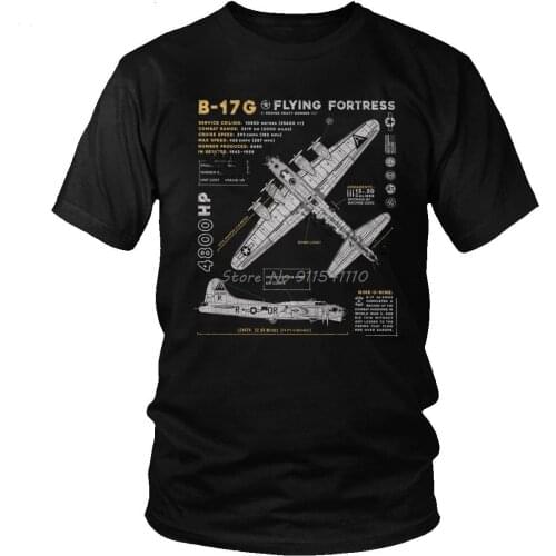 Vintage B-17 Flying Fortress Spitfire T-Shirt Men Cotton Fighter Plane Tee WW2 War Pilot Short Sleeve Aircraft Airplane T Shirt