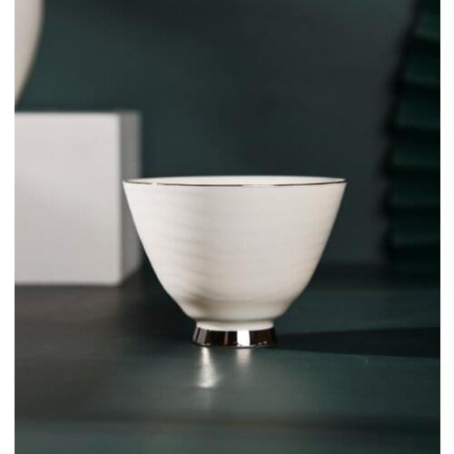 Hot Sale Ceramic Porcelain White Hand Painted Sliver Tea Coffee Cup