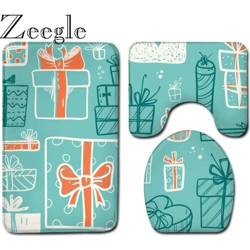 Modern Style Bathroom Bath Mat and Non-slip Shower Floor Rug Set Flannel Toilet Seat Cover Mat Washable Bath Carpet