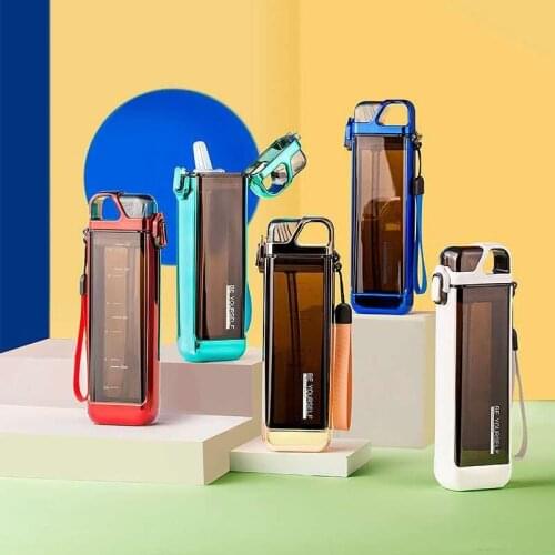 350ml New Creative square water bottle boy girl Fashion water cup children outdoor sport bottles with straw Portable Drink ware