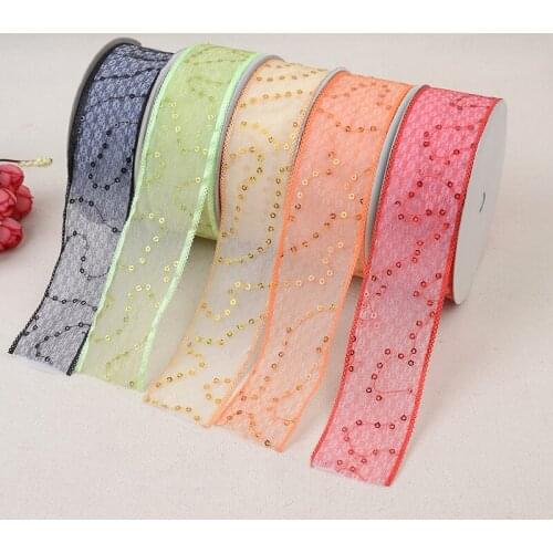 Hollow sequins embossed belt process belt band ribbon 3.8cm*20 yards