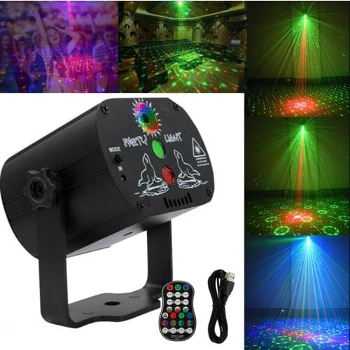 Mini RGB DJ Disco Light LED Laser Stage Projector Red Blue Green Lamp USB Rechargeable Wedding Birthday Party DJ Lamp