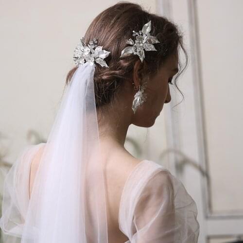 Fashion Silver Color Leaf Bridal Comb Hair Clip Floral Wedding Jewelry Hair Piece Handmade Women Headpiece