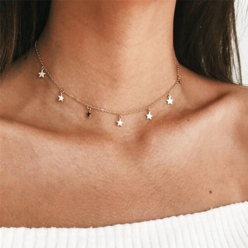 Fashion Star Necklace Women Choker Kolye Delicate Gold Color Star Necklace Boho Collares Collier Femme Chain Collar Jewelry