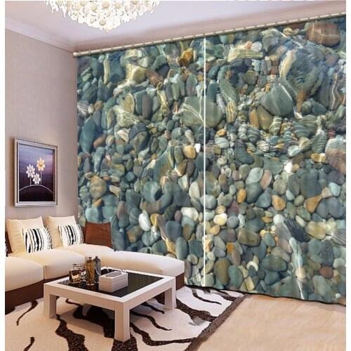 Fashion Customized Home Bedroom Decoration 3D Curtain Color Pebbles In Water Curtains For Bedroom Blackout Shade Window Curtains
